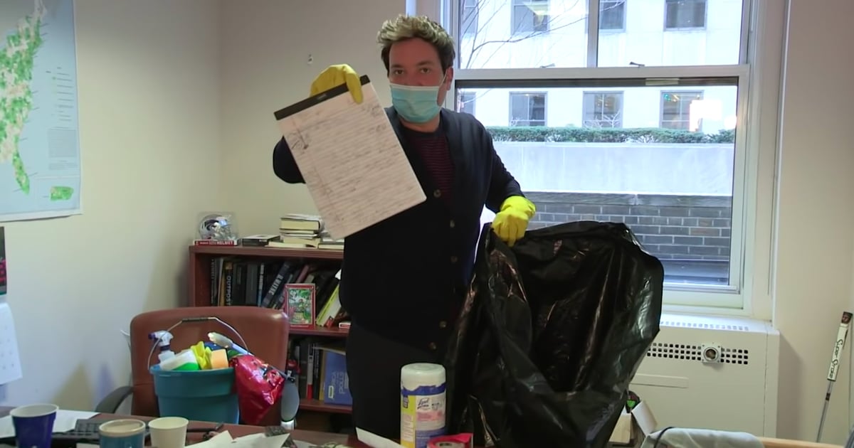 Watch Jimmy Fallon Attempt to Clean Steve Kornacki's Tie-Littered Black Hole of an Office